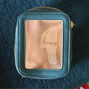 Poppy & Peonies Teal Clear-Window mini Cosmetic case